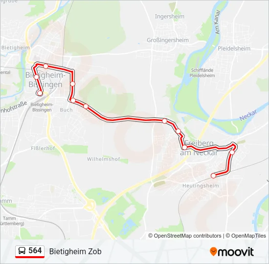 564 Bus Line Map