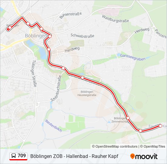 709 bus Line Map