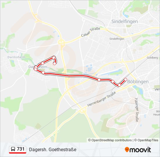 731 bus Line Map