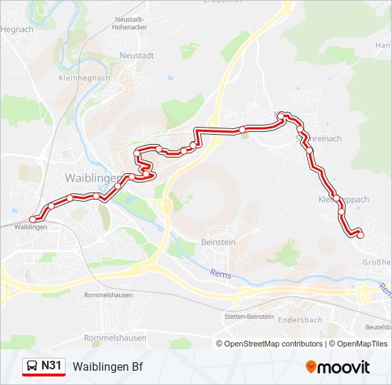 N31 bus Line Map