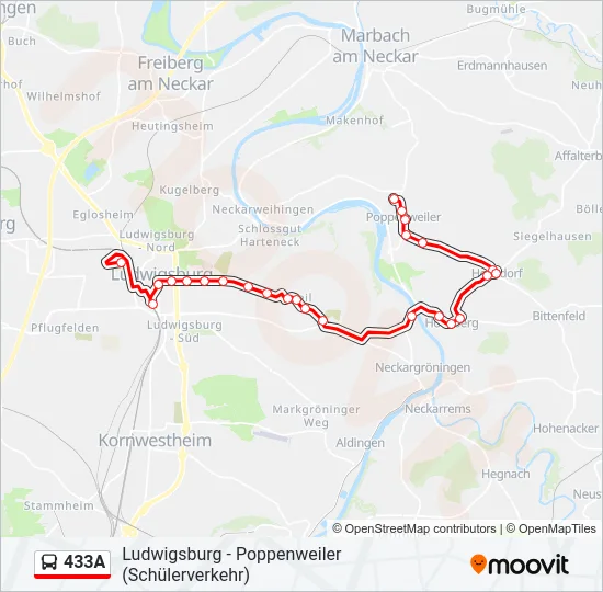 433A Bus Line Map
