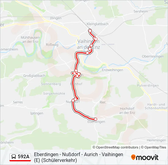 592A Bus Line Map