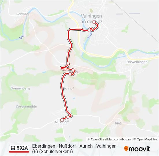 592A Bus Line Map