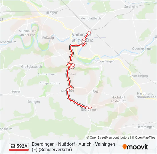 592A Bus Line Map
