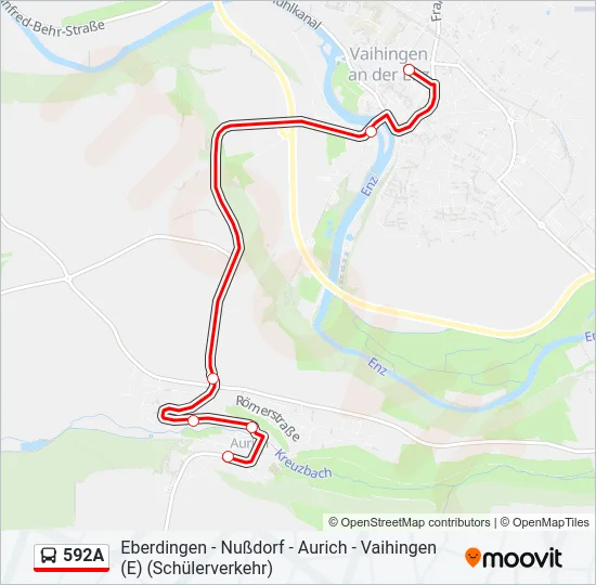 592A Bus Line Map