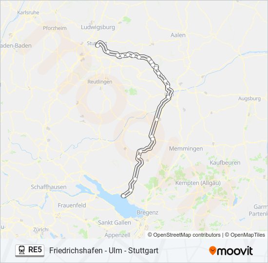 Поезд RE5: карта маршрута