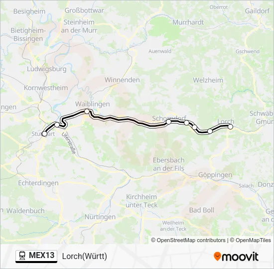 Поезд MEX13: карта маршрута