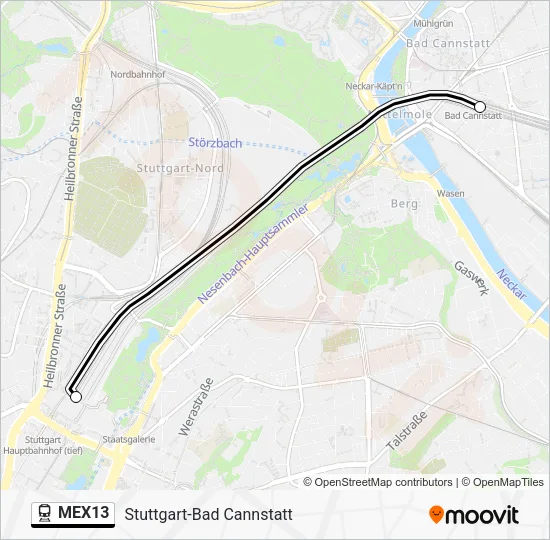 Поезд MEX13: карта маршрута