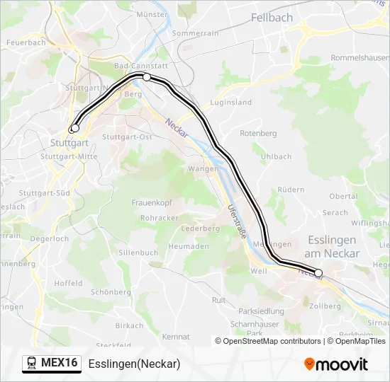 Поезд MEX16: карта маршрута