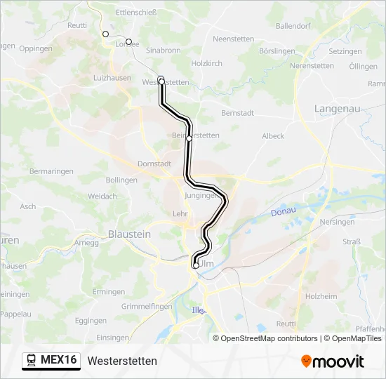 Поезд MEX16: карта маршрута