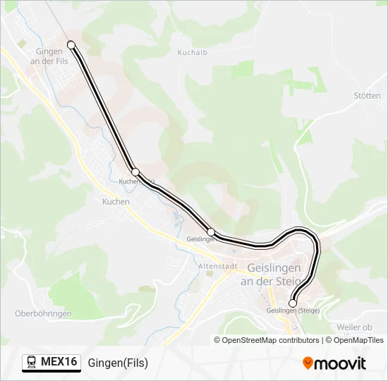 Поезд MEX16: карта маршрута