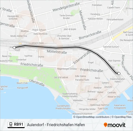 Bahnlinie RB91 Karte