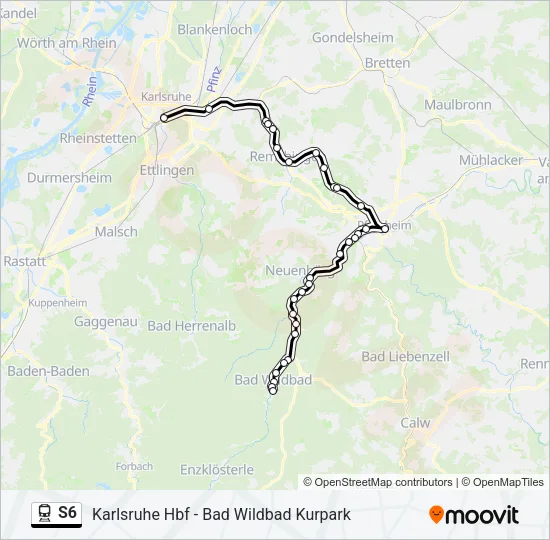 Поезд S6: карта маршрута