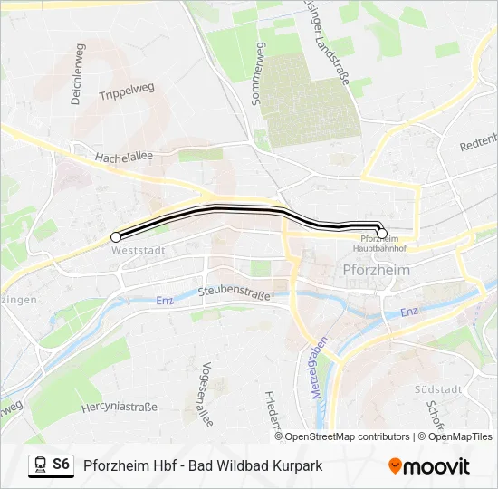 Поезд S6: карта маршрута