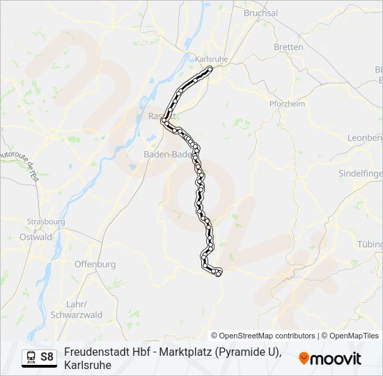 Поезд S8: карта маршрута