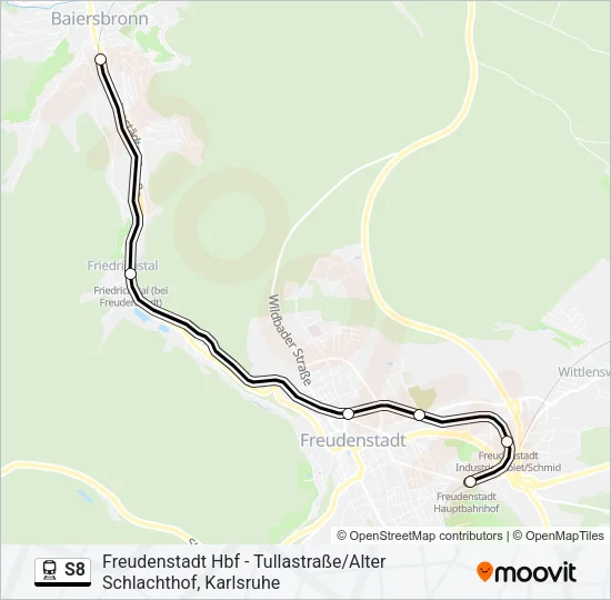 Поезд S8: карта маршрута
