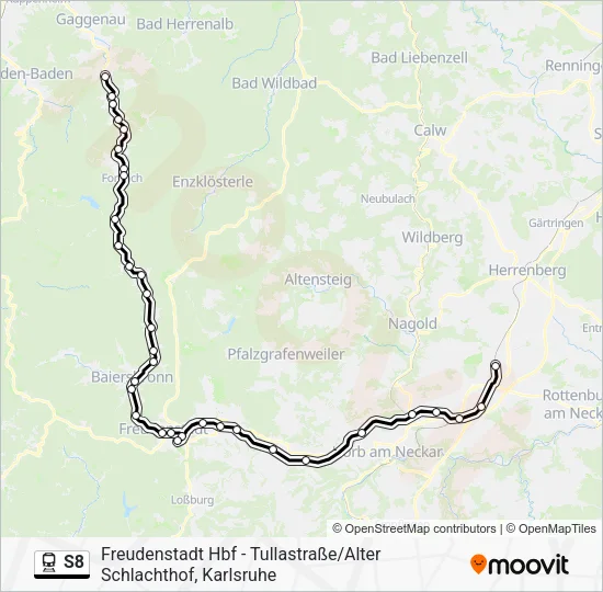 Поезд S8: карта маршрута
