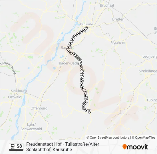 Поезд S8: карта маршрута