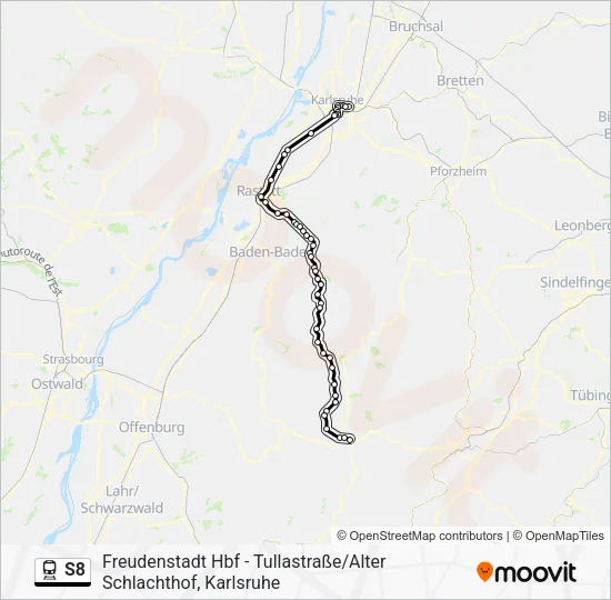 Поезд S8: карта маршрута