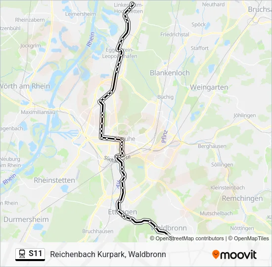 Поезд S11: карта маршрута