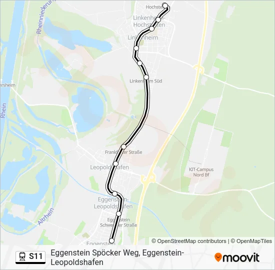 Поезд S11: карта маршрута