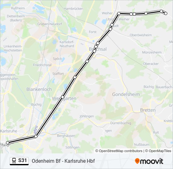 Поезд S31: карта маршрута