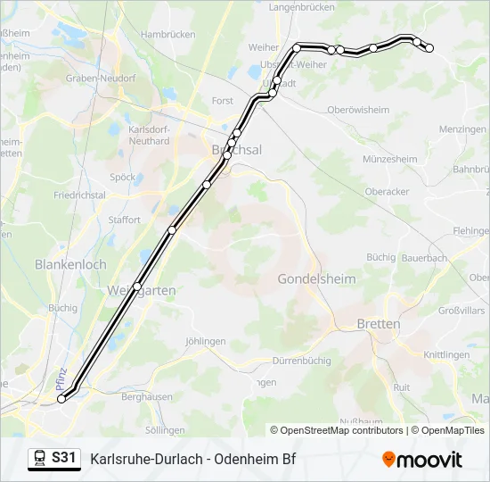 Поезд S31: карта маршрута