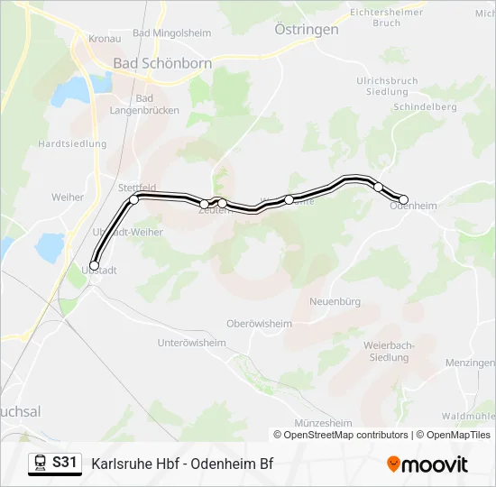 Поезд S31: карта маршрута