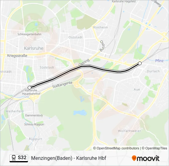 Поезд S32: карта маршрута