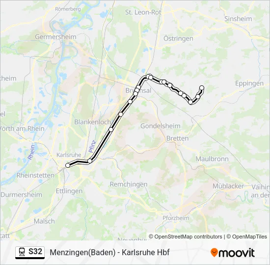 Поезд S32: карта маршрута