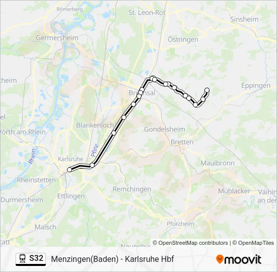 Поезд S32: карта маршрута