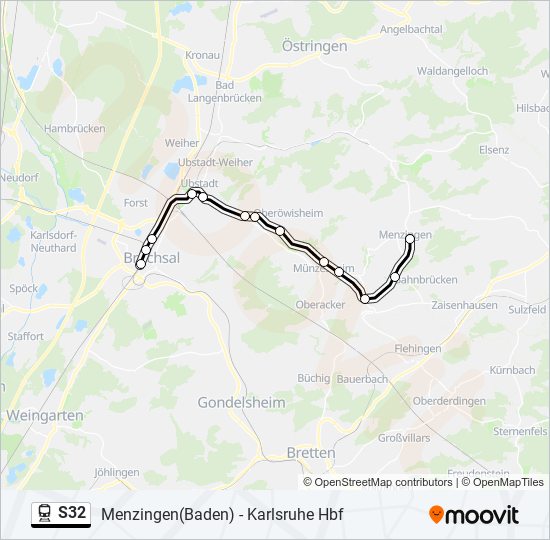Поезд S32: карта маршрута