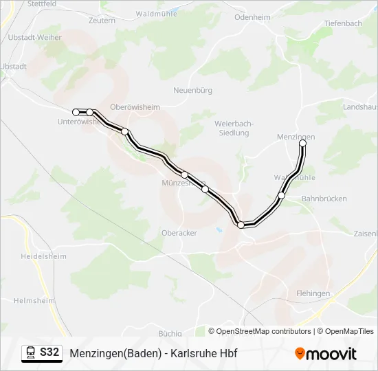 Поезд S32: карта маршрута