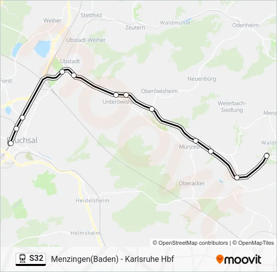 Поезд S32: карта маршрута