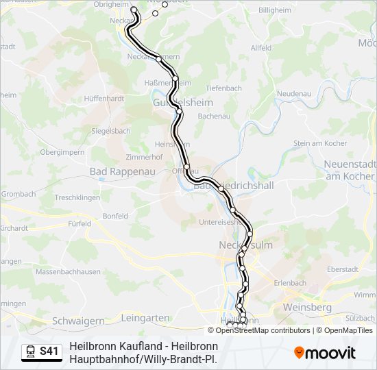 Поезд S41: карта маршрута