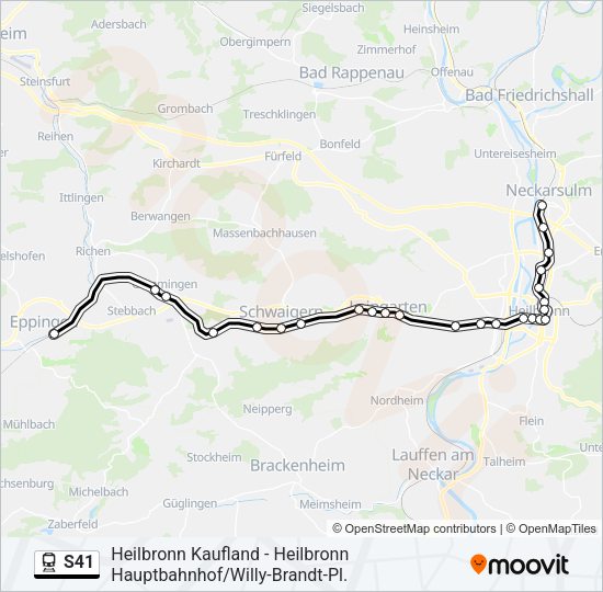 Поезд S41: карта маршрута