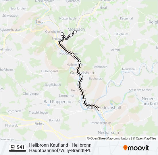 Поезд S41: карта маршрута