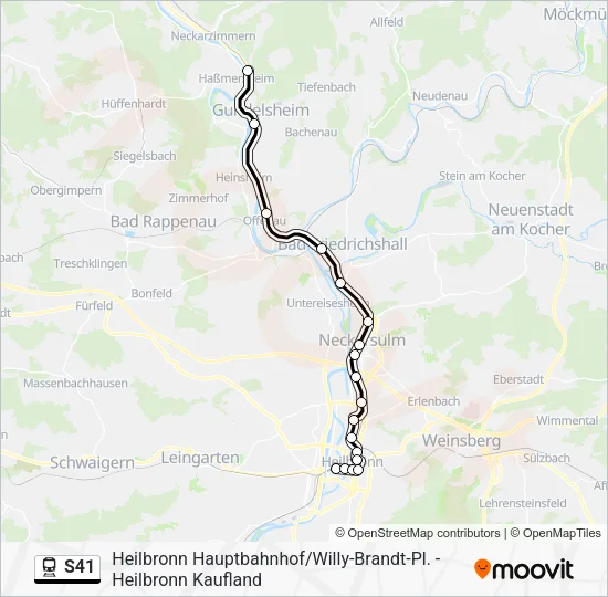 Поезд S41: карта маршрута