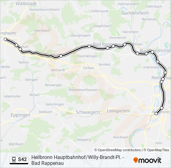 Поезд S42: карта маршрута