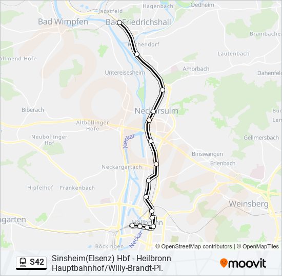 Поезд S42: карта маршрута