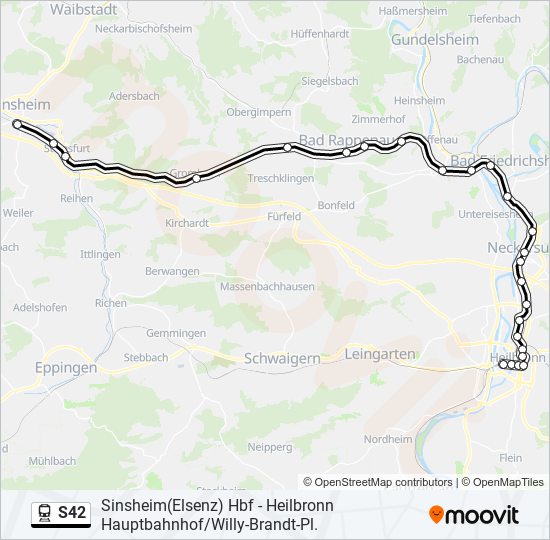 Поезд S42: карта маршрута