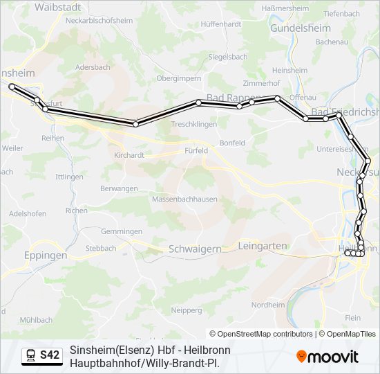 Поезд S42: карта маршрута