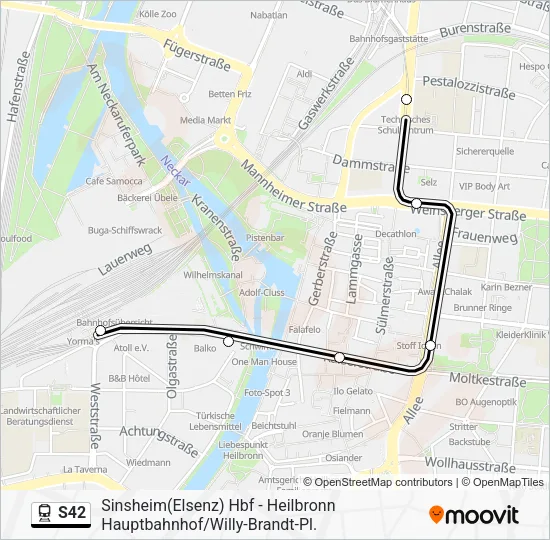 Поезд S42: карта маршрута