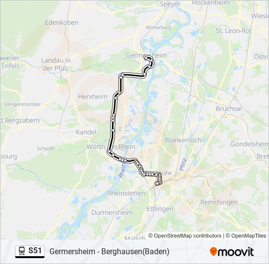 Поезд S51: карта маршрута