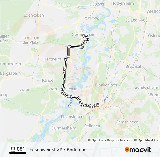 Bahnlinie S51 Karte