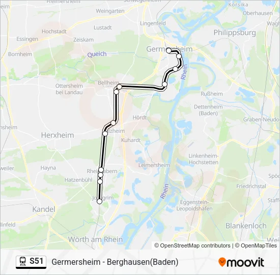 Поезд S51: карта маршрута