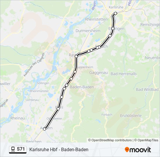 Поезд S71: карта маршрута