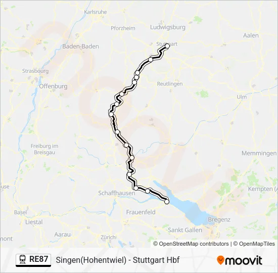 Поезд RE87: карта маршрута