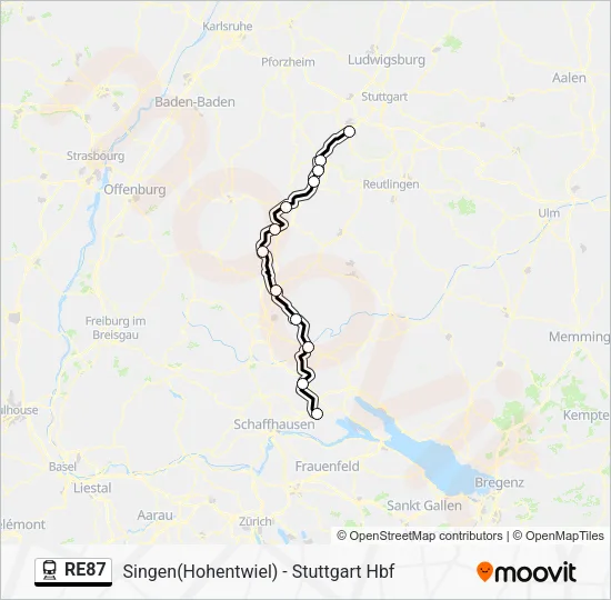 Поезд RE87: карта маршрута