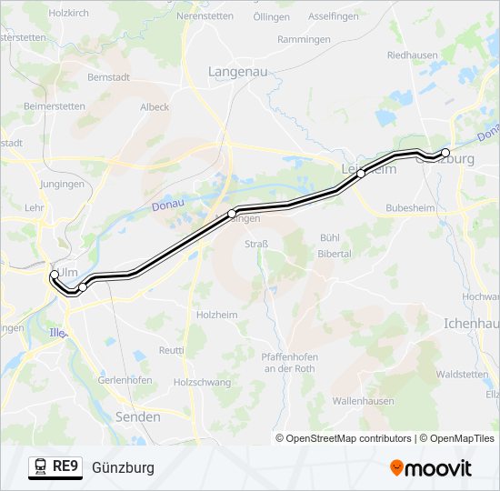 RE9 Train Line Map